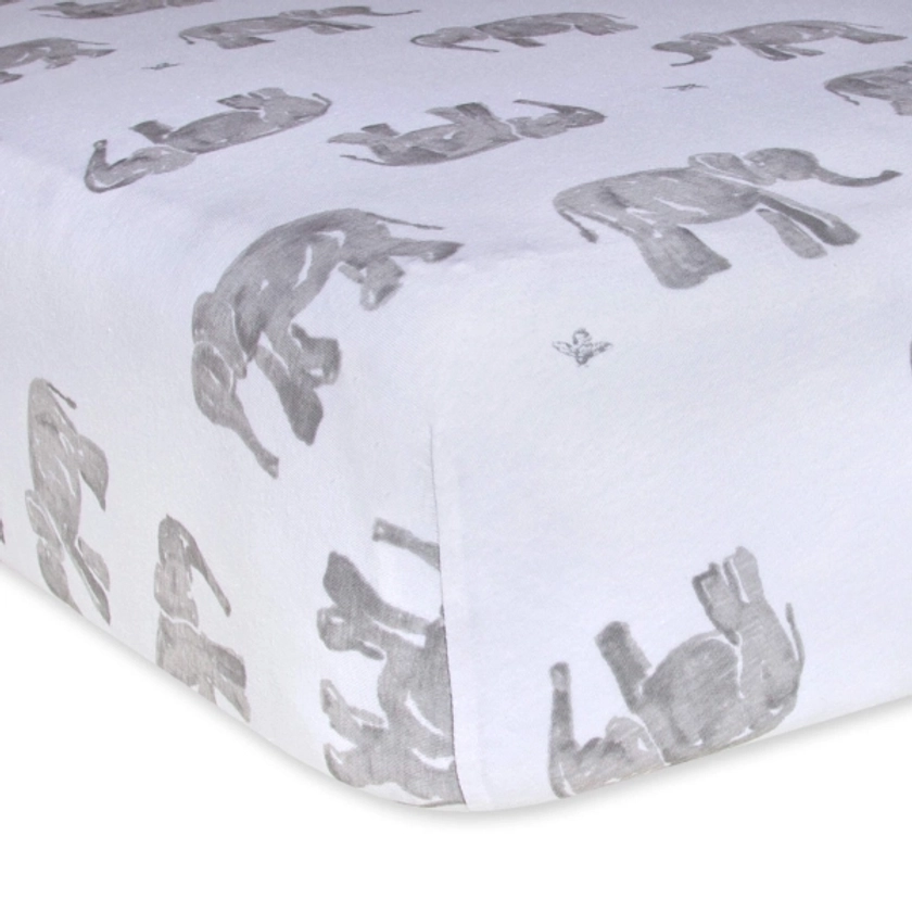 Wandering Elephants Organic Cotton BEESNUG® Fitted Crib Sheet - Cloud