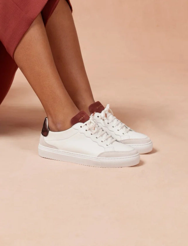 Sneakers en Cuir à Lacets Femme Blanc Muscat Tonka - Modèle Aléna