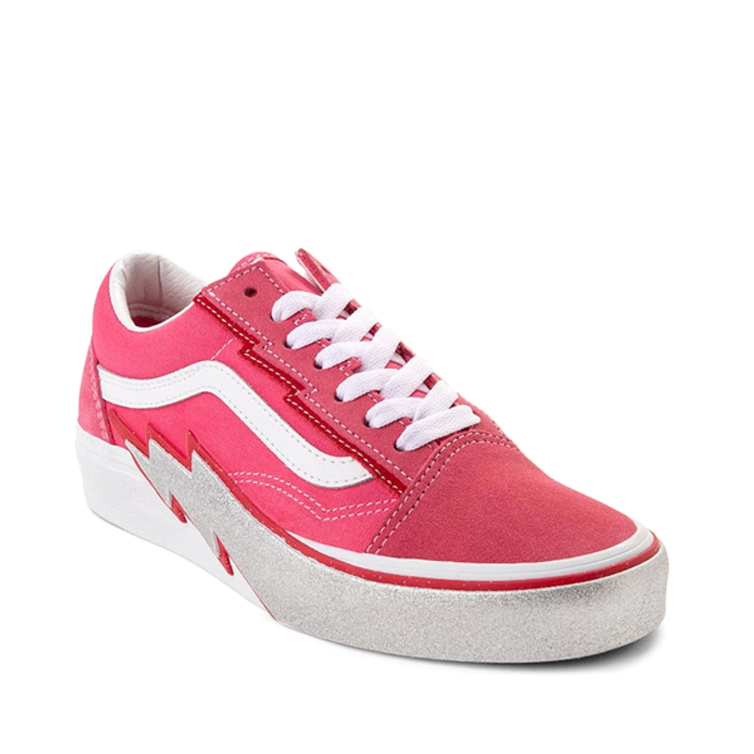 Vans Old Skool Glitter Bolt Skate Shoe - Pink / White