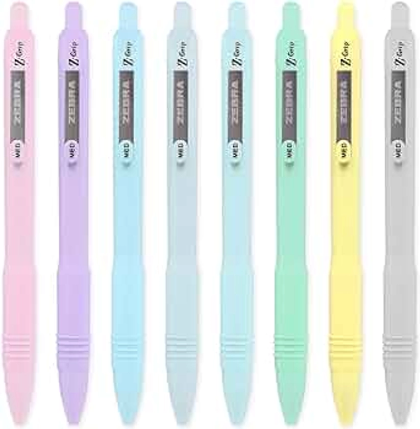 Zebra Z-Grip Smooth Ballpoint Pen - 1.0mm - Black Ink - Pastel/Blush Barrels - Pack of 8