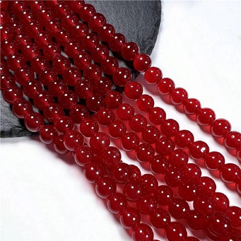 1 String Of 100pcs 8mm Glass Beads, Classic Jade-like Roundish Craft Diy Bracelet, Necklace, String Bead Accessories