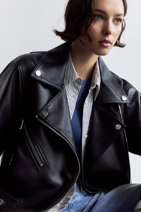 Blouson style motard en similicuir - pull&bear