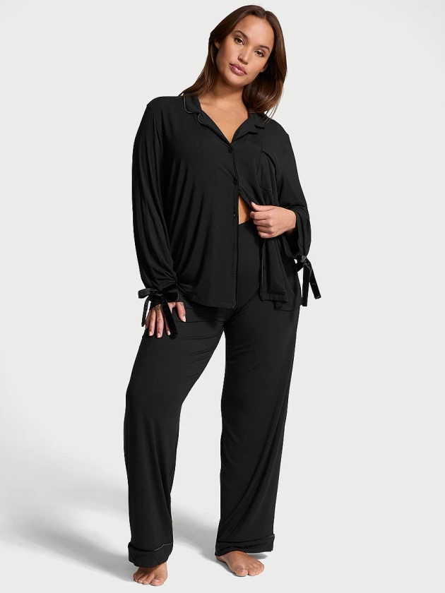 Buy Modal Soft Velvet-Trim Long Pajama Set - Order Pajamas Sets online 1125403400 - Victoria's Secret US