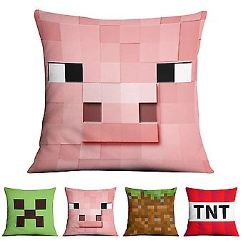 Minecraft Game Theme Print Square Cushion Pillow Throw Cover Sofa H...