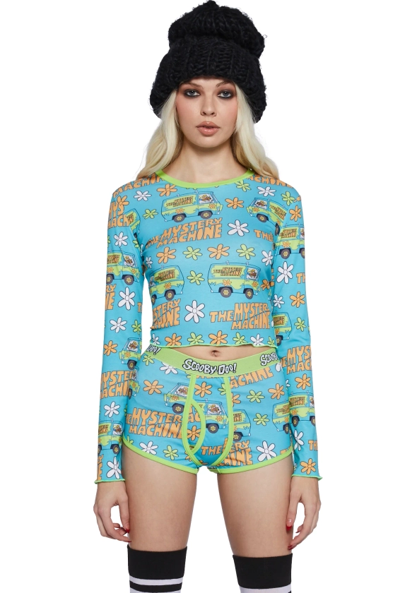 Dolls Kill x Scooby Doo Mystery Machine Long Sleeve Top And Shorts PJ Set - Multi