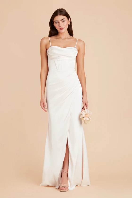 Carrie Matte Satin Dress - White