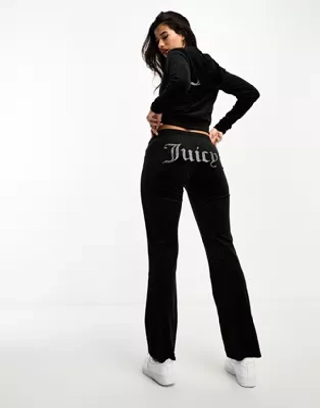 Juicy Couture - Pantalon de jogging droit d'ensemble en velours - Noir