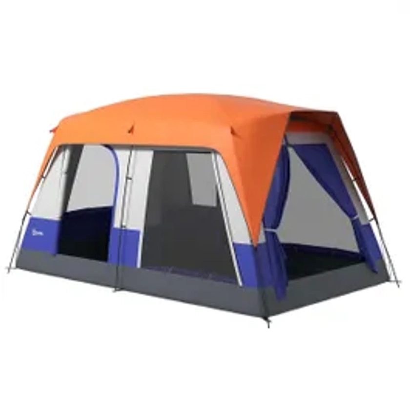 OutsunnySeven-Man Camping Tent with Small Rainfly and Accessories - Orange