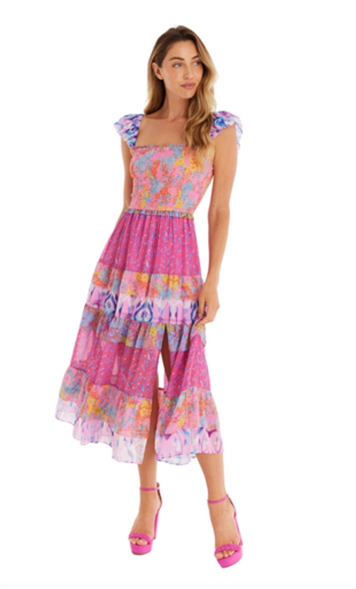 Arielle Midi Dress, Color Burst