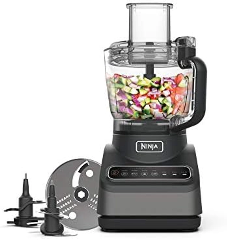 Ninja Food Processor with 4 Automatic Programs; Chop, Puree, Slice, Mix, and 3 Manual Speeds, 2.1L Bowl, Chopping, Slicing & Dough Blades, 850W, Dishwasher Safe Parts, Black BN650UK