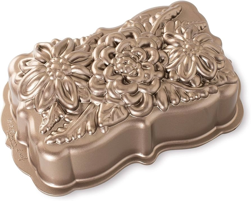 Nordic Ware Wildflower Loaf Pan, Original Cast Aluminium Tin, Bundt Cake Tin with Floral Pattern, Cake Mould Made in The USA, Colour: Toffee, 6-Cup Capacity : Amazon.co.uk: Home & Kitchen