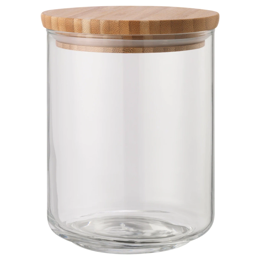 EKLATANT bocal avec couvercle, verre transparent/bambou, 0.8 l - IKEA