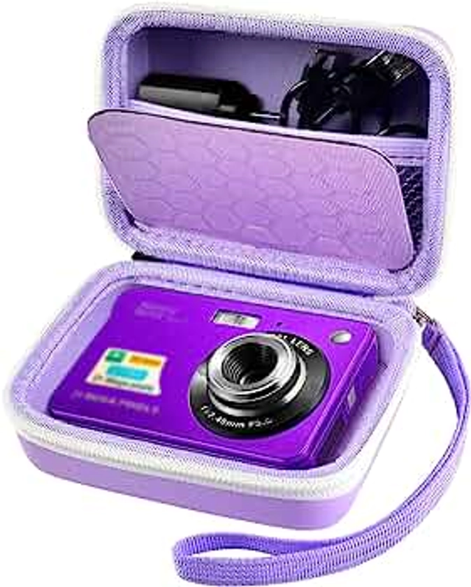 Carrying & Protective Case for Digital Camera, AbergBest 21 Mega Pixels 2.7" LCD Rechargeable HD/Kodak Pixpro/Canon PowerShot ELPH 180/190 / Sony DSCW800 / DSCW830 Cameras for Travel - Purple