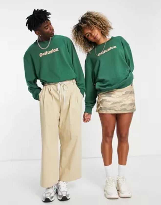 COLLUSION Unisex - Sweat oversize avec logo - Vert foncé | ASOS