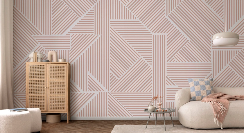 Geometric Lines - Pink – wall murals online – Photowall
