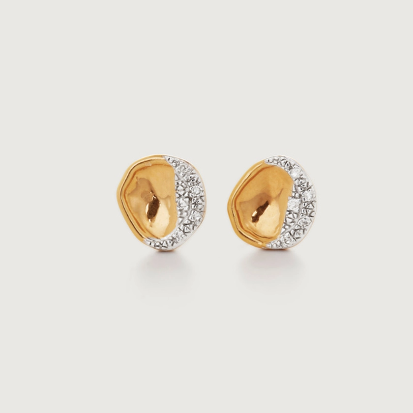 Gold Vermeil Riva Shore Diamond Stud Earrings - Diamond