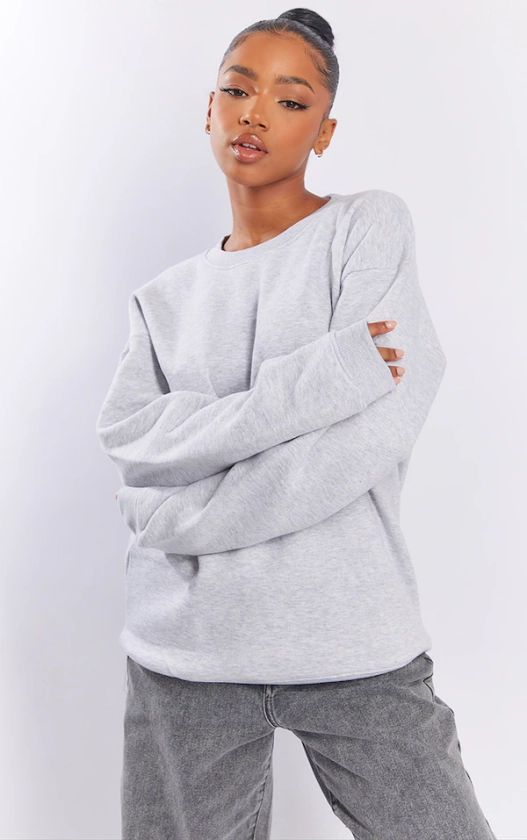 Ash Grey Oversized Fit Sweatshirt | Tops