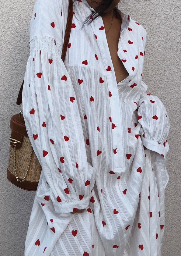 Ophelia Dress | Jacquard Cotton Hearts Dress