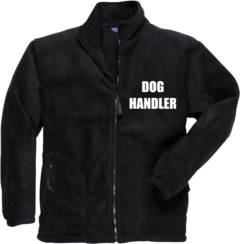 DOG HANDLER Portwest Premium Black Fleece - Workwear, Security Jacket, Your Text Here,