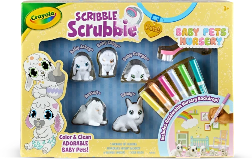 Crayola Scribble Scrubbie Baby Pets Nursery, Baby Animal Toys for Toddlers & Kids, Gift for Child