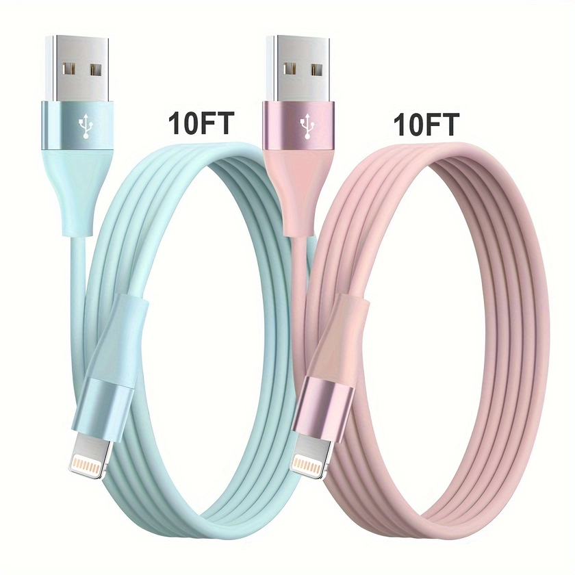 2 Packs 3.05meter [ * MFi Certified] Fast Charging Cable Cable Charger Cable For * IPhone 14 13 12 11 Pro Max XR XS X 8 7 6 Plus SE Ipad Mini And More Colors Charger Cable