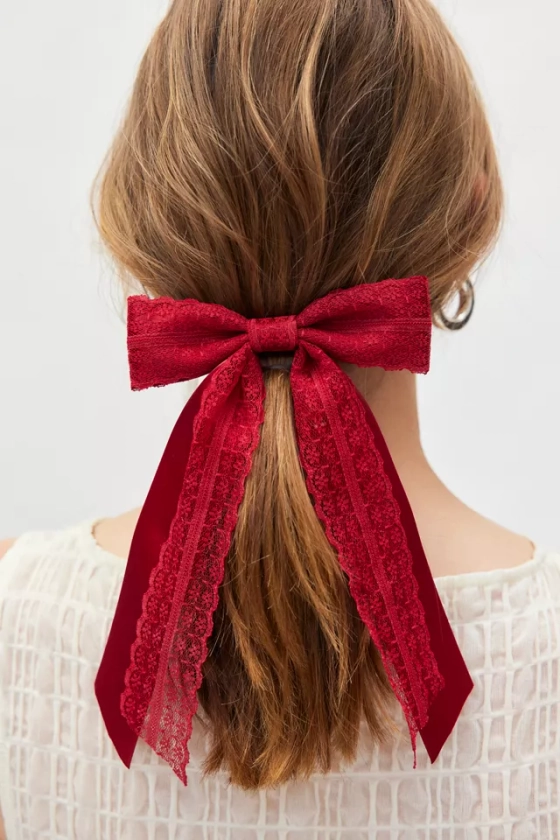 Dolly Satin Lace Hair Bow Barrette