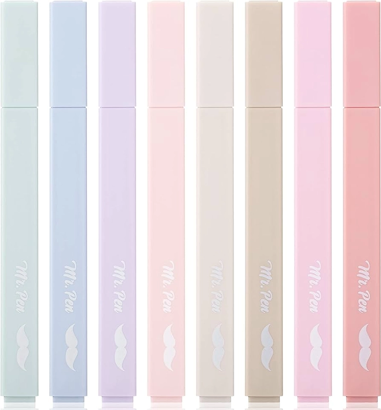 Amazon.com : Mr. Pen- Aesthetic Highlighters, 8 Pcs, Chisel Tip, Muted Pastel Color, No Bleed Bible Highlighter Pastel, Highlighters Assorted Colors, Pastel Highlighter Set, Aesthetic School Supplies : Office Products