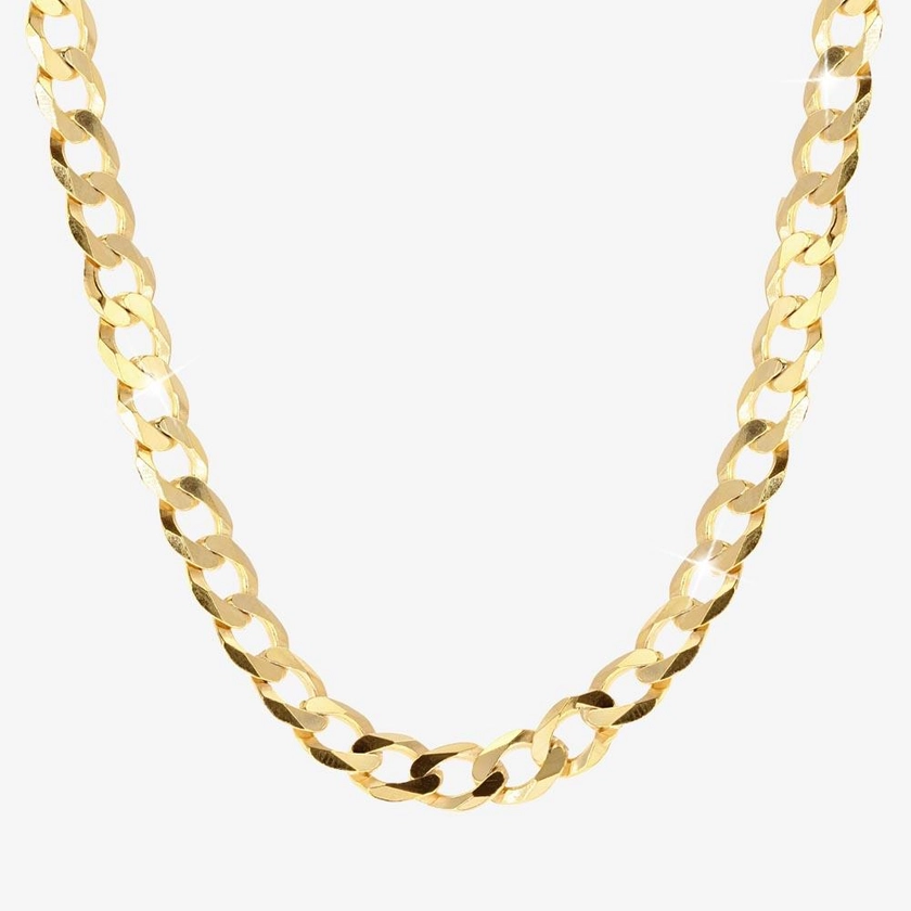 18ct Gold Vermeil on Silver 24" Solid Curb Link Chain