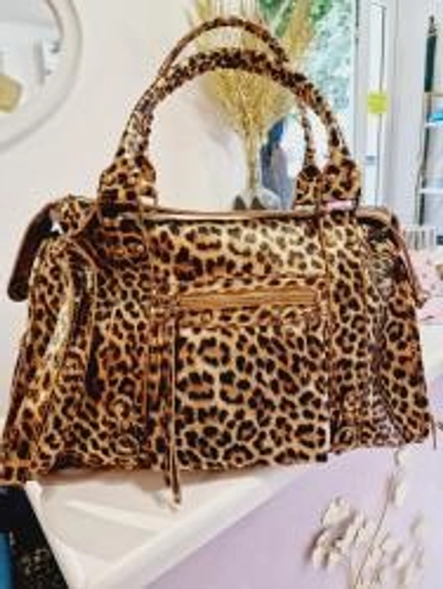 Sac cuir leopard Or-gold irisé