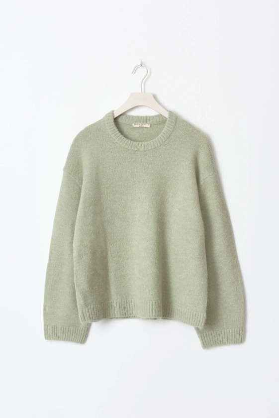 Crew neck knitted sweater - Groen - Dame - Gina Tricot