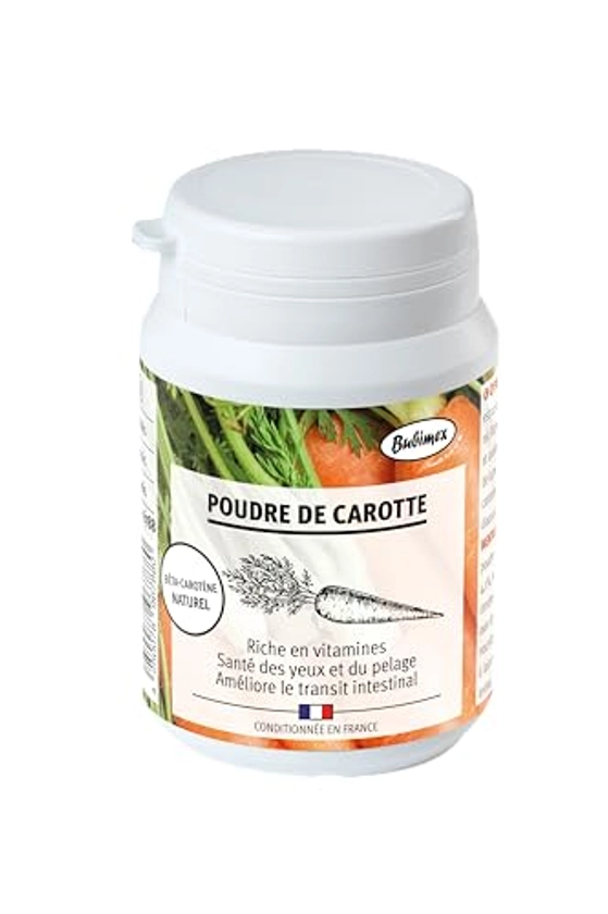 Bubimex - Poudre de Carotte - Complément Alimentaire 100% Naturel pour Chiens et Chats - Riche en Bêta-carotène - Santé des Yeux et du Pelage - Transit Intestinal - 60g : Amazon.fr: Animalerie