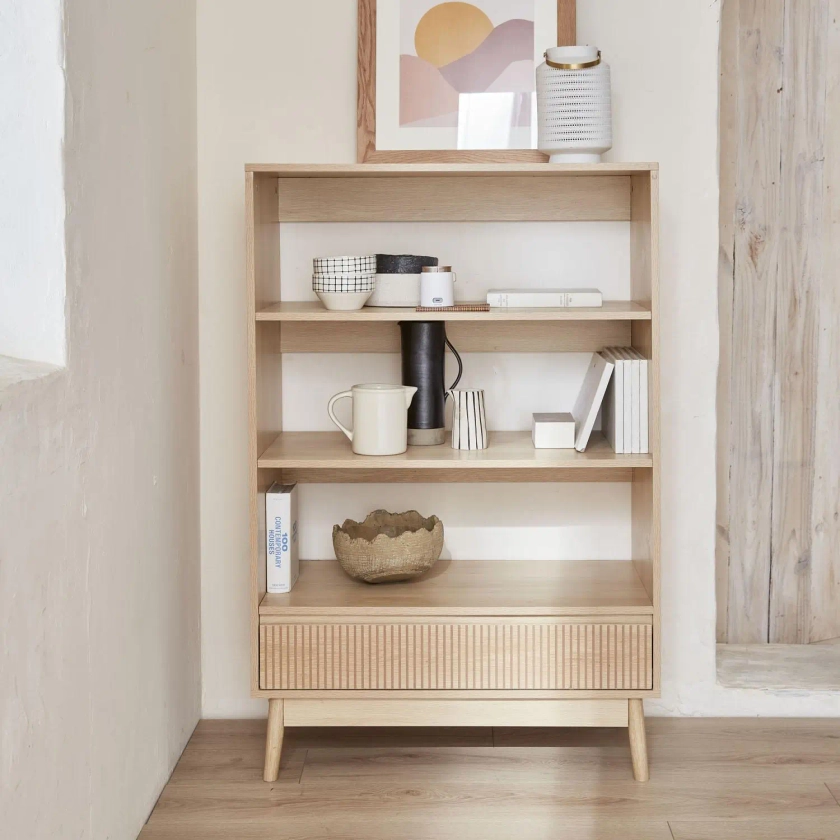 Etagère bibliothèque, décor bois - 3 niveaux | sweeek