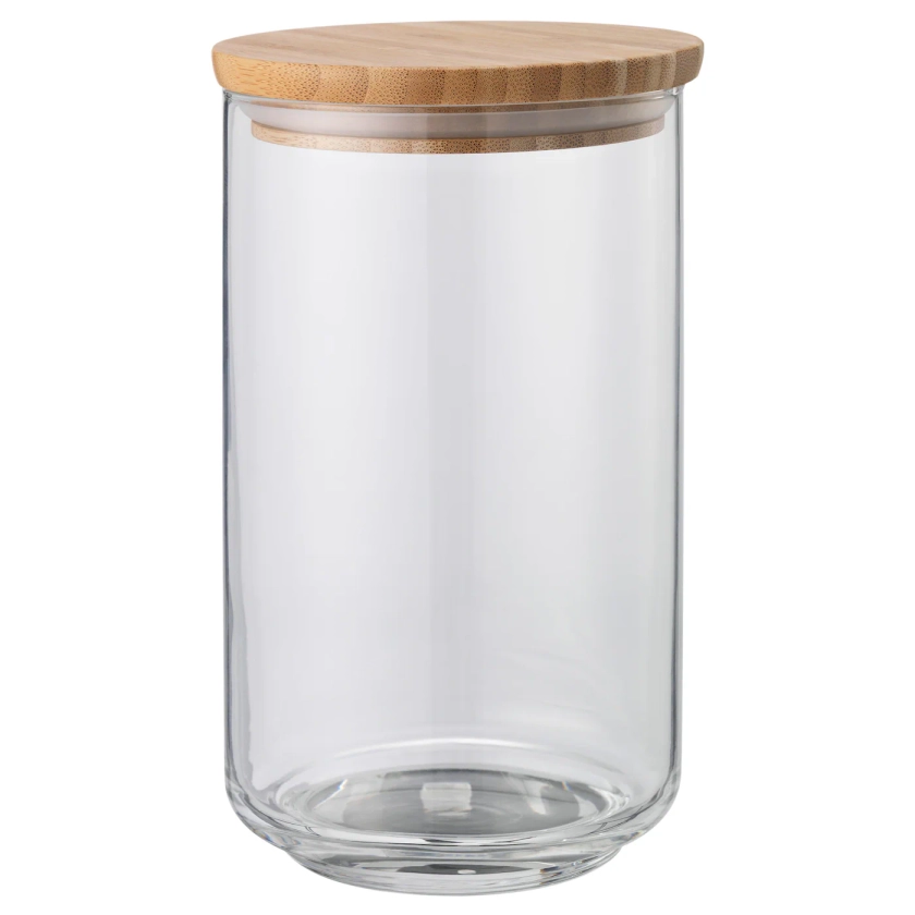 EKLATANT Bocal avec couvercle, verre transparent, bambou 1.1 l - IKEA