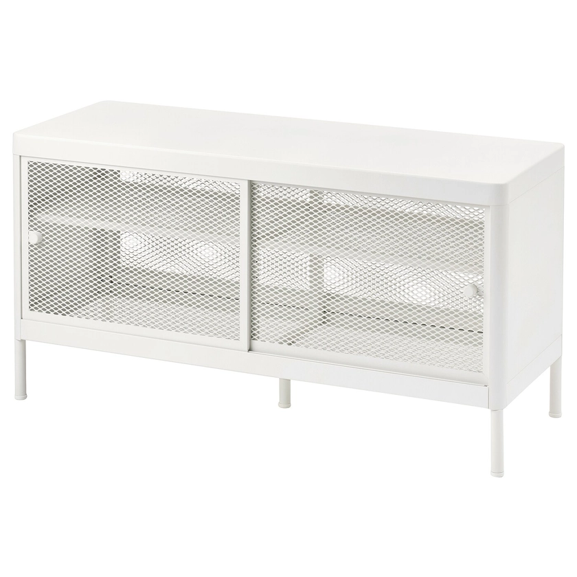 MACKAPÄR Storage bench with sliding doors - white 100x37 cm