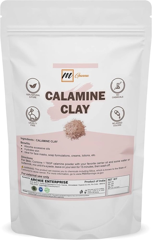 100% Natural Calamine Clay Powder for Anti-Ageing & Skin firming, Creams, Lotion and Soap Making 0.22 LBS / 100 GMS