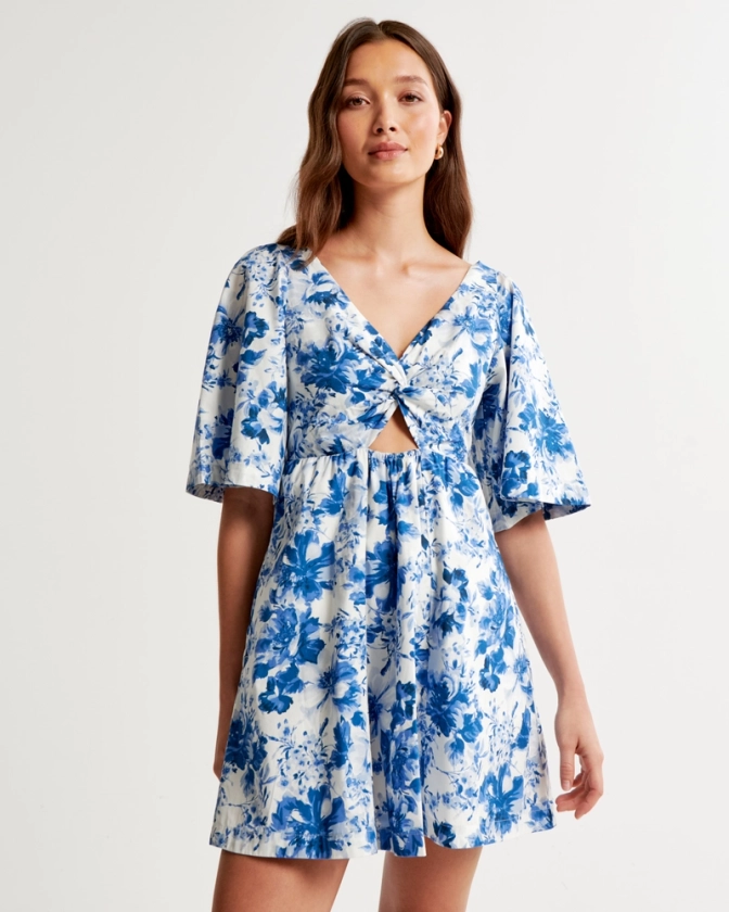 Women's Cutout Poplin Mini Dress | Women's Clearance | Abercrombie.com