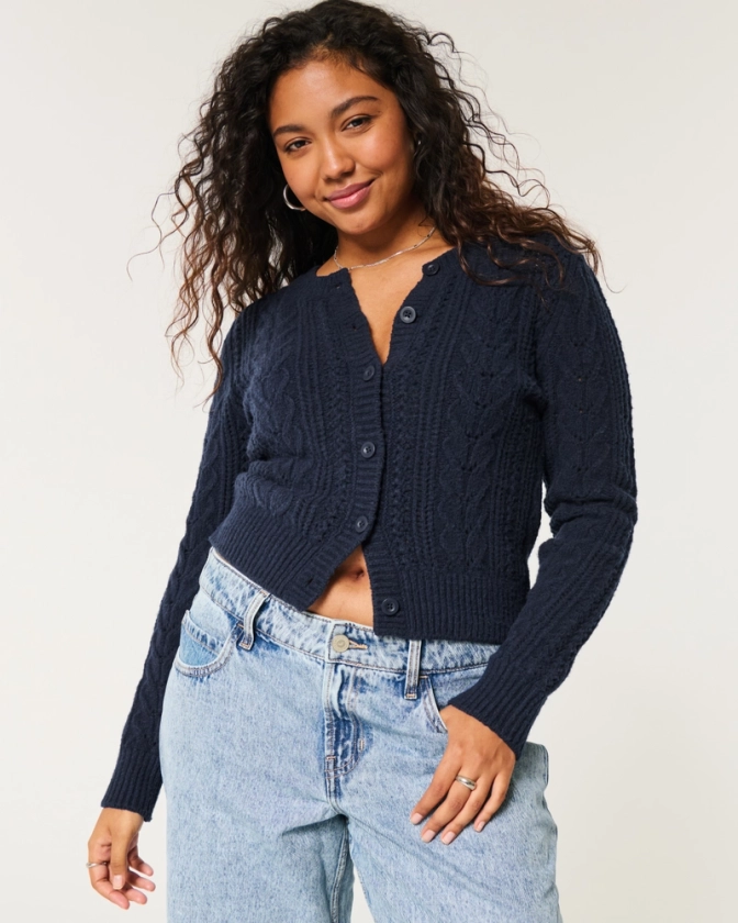 Women's Hollister Comfy Cloud Cable-Knit Cardigan | Women's Tops | HollisterCo.com