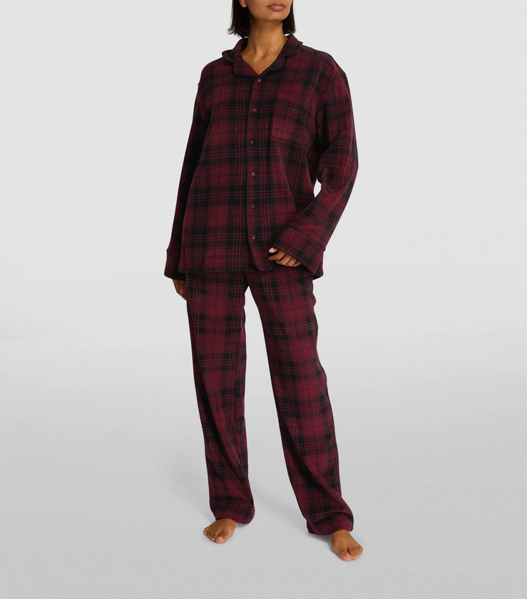 Womens Skims burgundy Check Pyjama Set