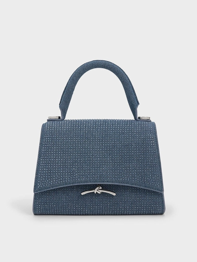 Sac à main à bouton-poussoir métallique Huxley    
         - Bleu Denim