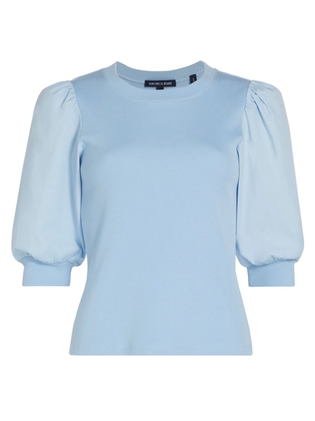 Shop Veronica Beard Coralee Puff-Sleeve Stretch Cotton Top | Saks Fifth Avenue