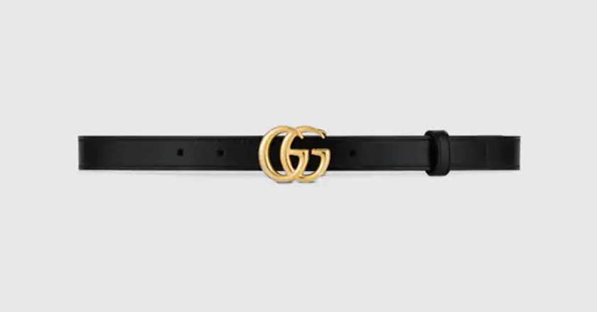 Gucci Ceinture en cuir GG Marmont avec boucle brillante