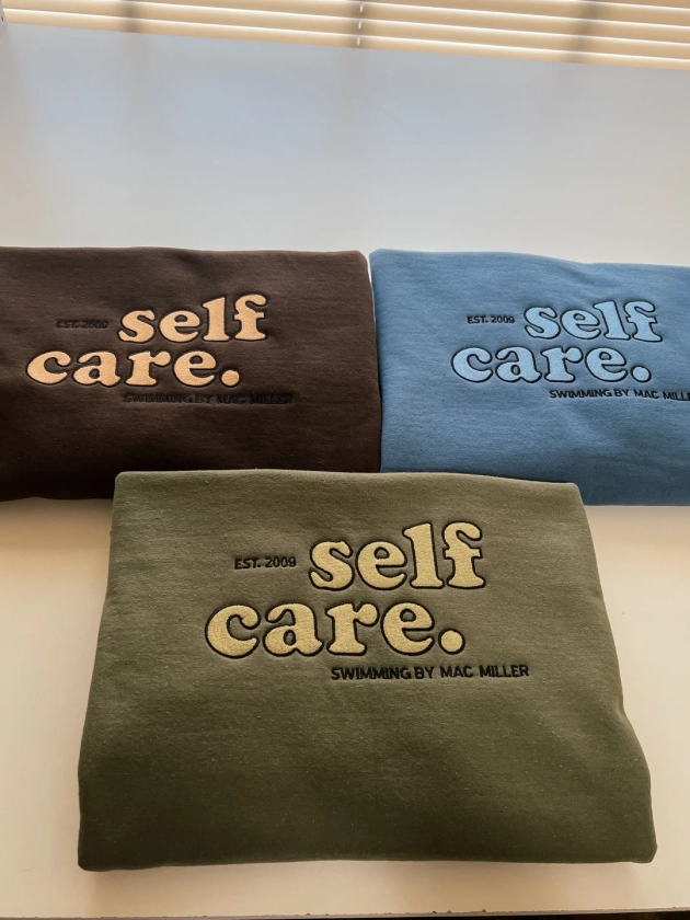 Self Care Mac Miller Embroidered Sweatshirt/crewneck Unisex Embroidered Sweatshirt - Etsy