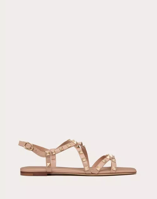 Calfskin Rockstud Sandal With Straps for Woman in Rose Cannelle | Valentino PT