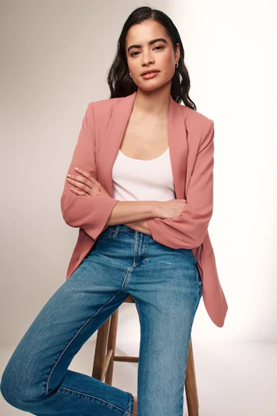 Buy Pink Relaxed Ruched Sleeve Blazer from the Next UK online shop