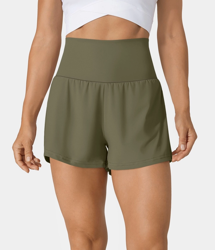 Women’s Super High Waisted Back Pocket & Side Hidden Pocket 2-in-1 Yoga Shorts 2.5" - Halara 