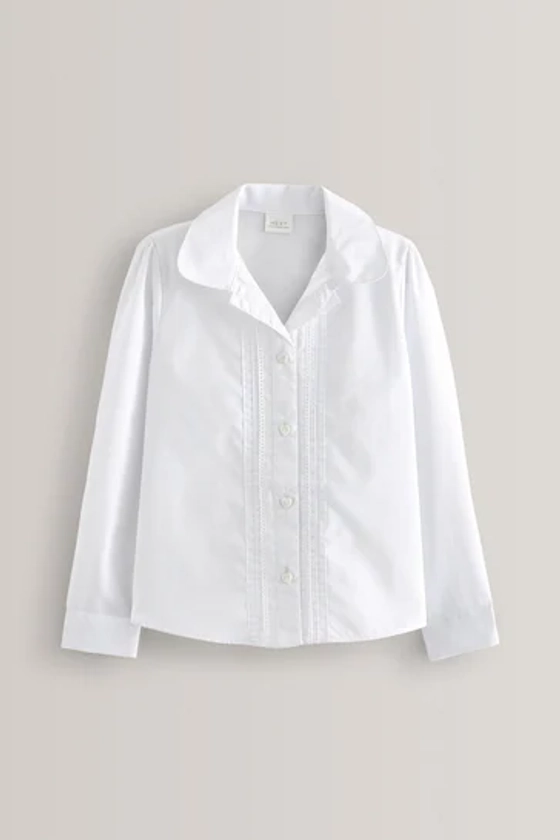 Buy White Long Sleeve Lace Trim School Blouse (3-14yrs) from the Next UK online shop