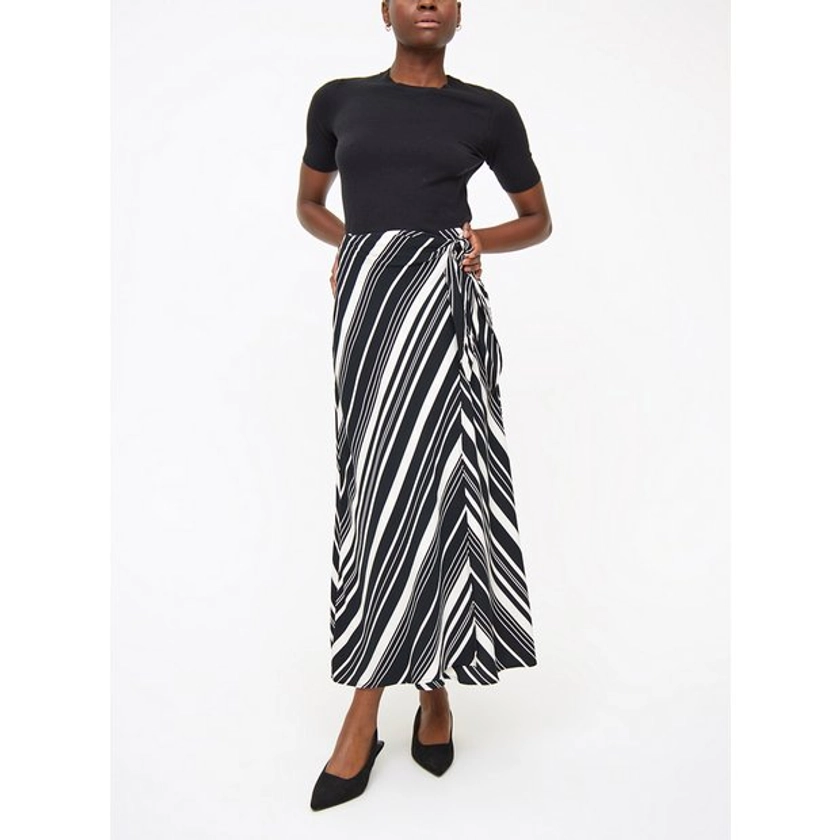 Buy Monochrome Stripe Midaxi Wrap Skirt 10 | Skirts | Tu