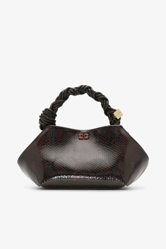 Dark Burgundy Snake Small GANNI Bou Bag | GANNI FR