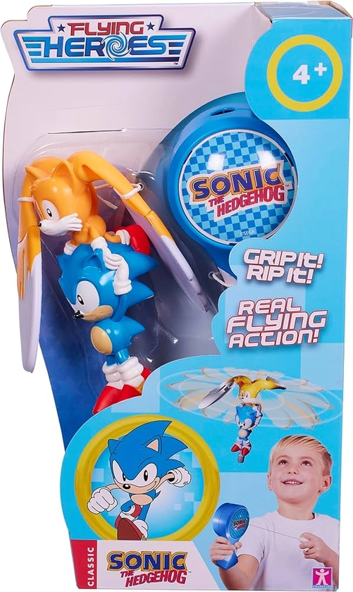 Flying Heroes 07981 Sonic The hedgehog Flash Pull The Cord to Watch Them Fly Action Toy Ideal Present for Boys Aged 4-7 Years Tails. No Batteries Required
