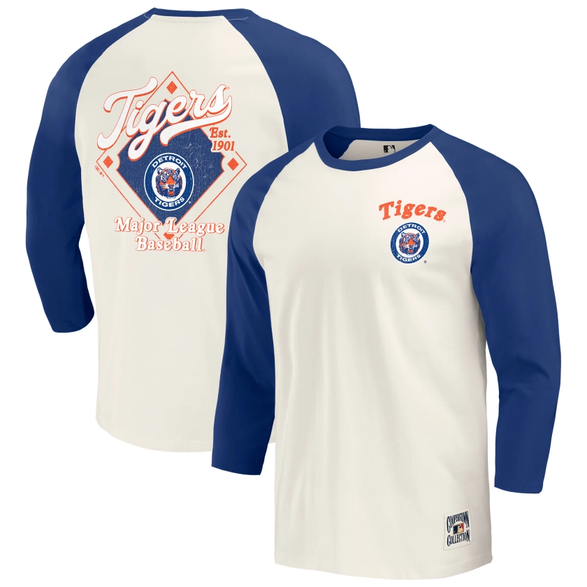 Detroit Tigers Darius Rucker Collection by Fanatics Cooperstown Collection Raglan 3/4-Sleeve T-Shirt - Navy/White